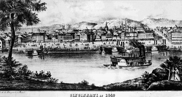 Figure 2: Cincinnati in 1840, lithograph by Klauprech & Menzel. Courtesy of Cincinnati Library.