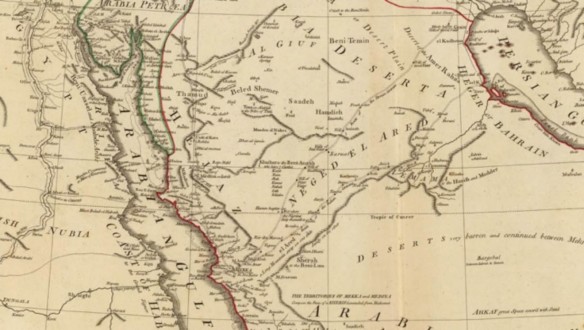 Red Sea detail on the 1794 D’Anville map of Arabia.
