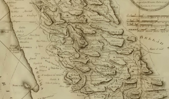 Detail of Niebuhr’s map of Yemen.