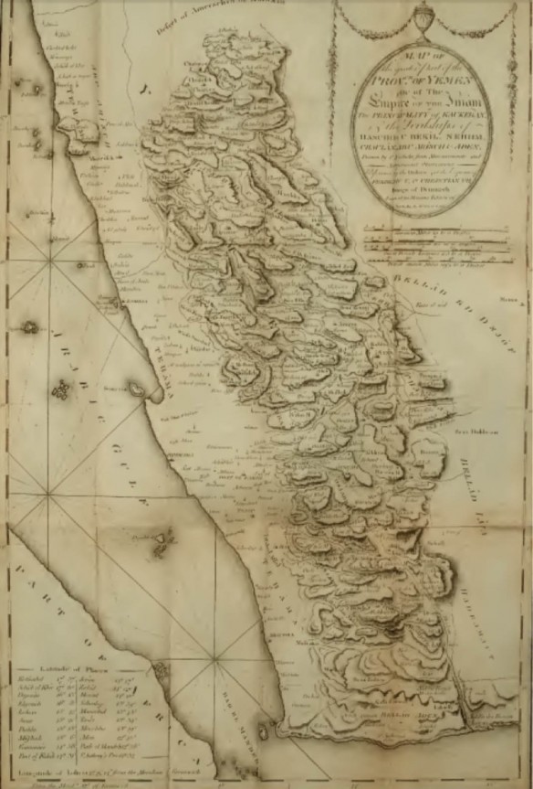 View of Niebuhr’s Map of Yemen, as printed in his 1792 Travels Through Arabia, provided at Archive.org.219