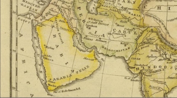 Arabia on the world map of Jedidiah Morse.