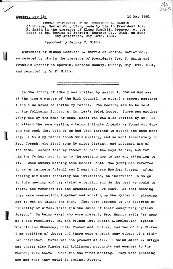Figure 2. First Page of the Harris Verbal Statement