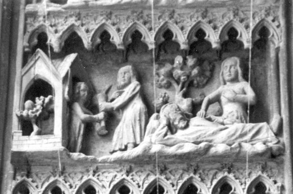 Figure 22. The Quest of Seth for the Oil of Mercy, 1351–1360. Heilig-Kreuz Münster (Holy Cross Minster) in Schwäbisch Gmünd, Germany.