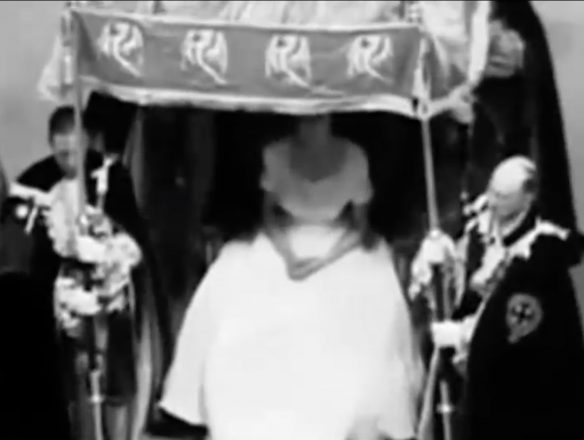 Figure 42. Queen Elizabeth II, Dressed in White Linen, Is “Screened from the General View” in Preparation for Her Anointing.